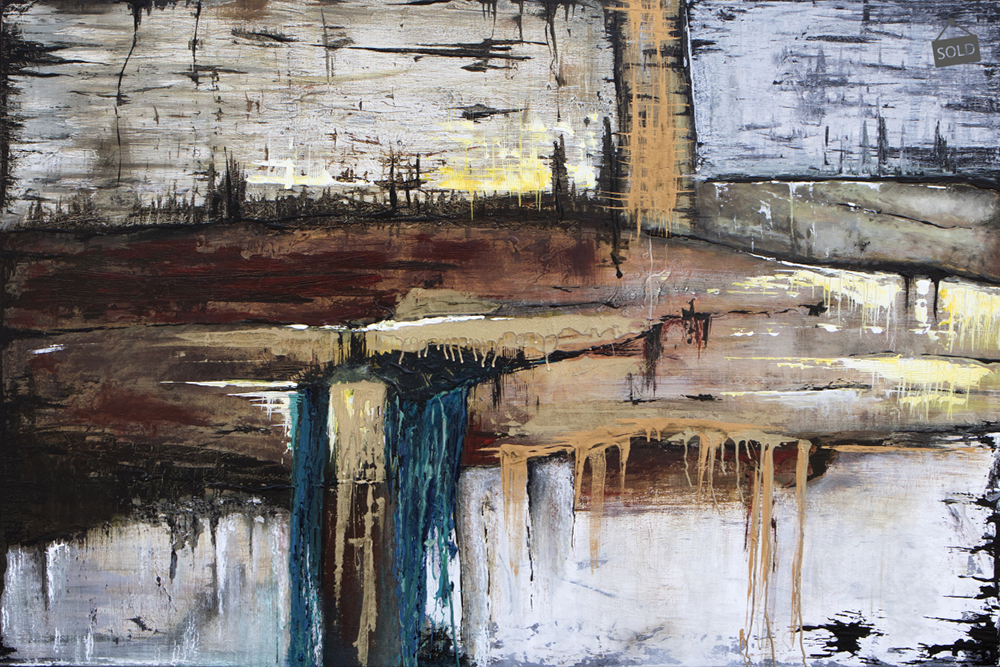 WATERFALL TEAL – ACRYLIC ON CANVAS- 48×84 INCHES – SOLD