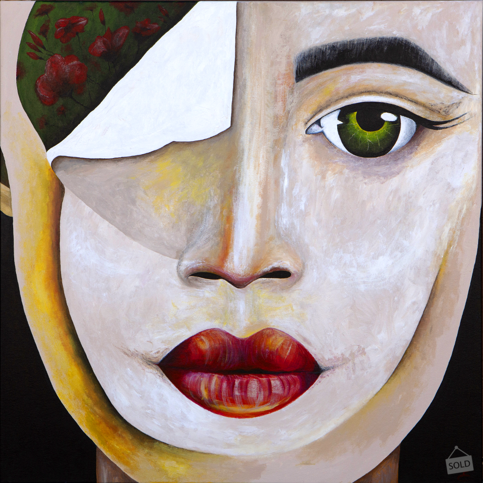 GREEN EYES – ACRYLIC ON CANVAS – 48×48 INCHES – SOLD